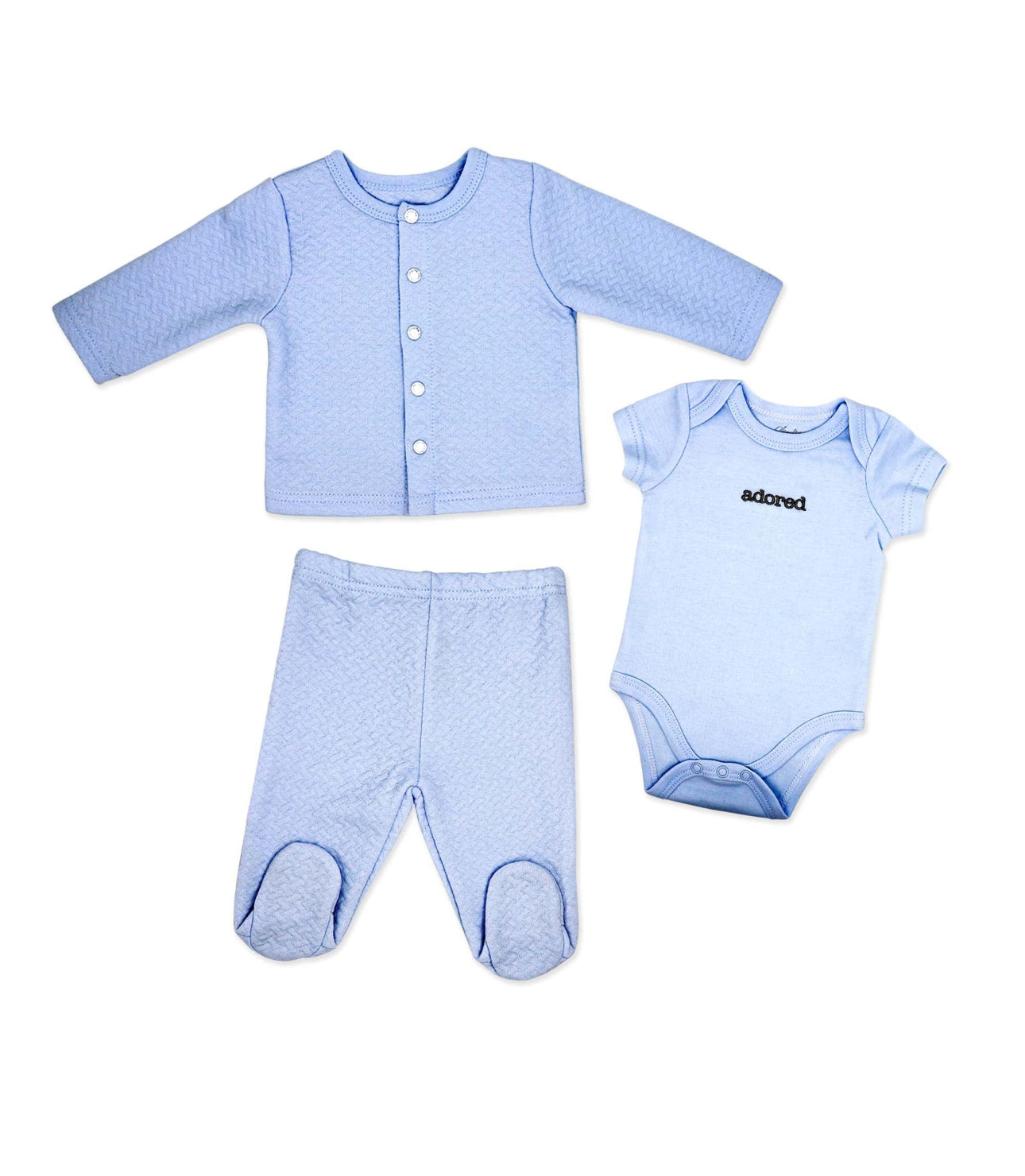 3 Piece Quilted Set- Blue