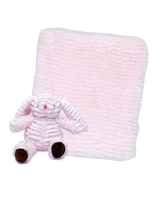 Blanket and Buddy- Pink Ribbed