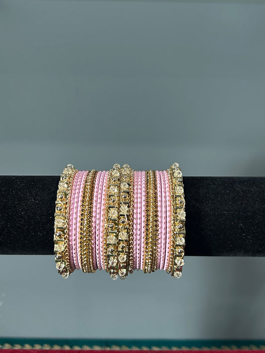Pink Golden Grace Bangles