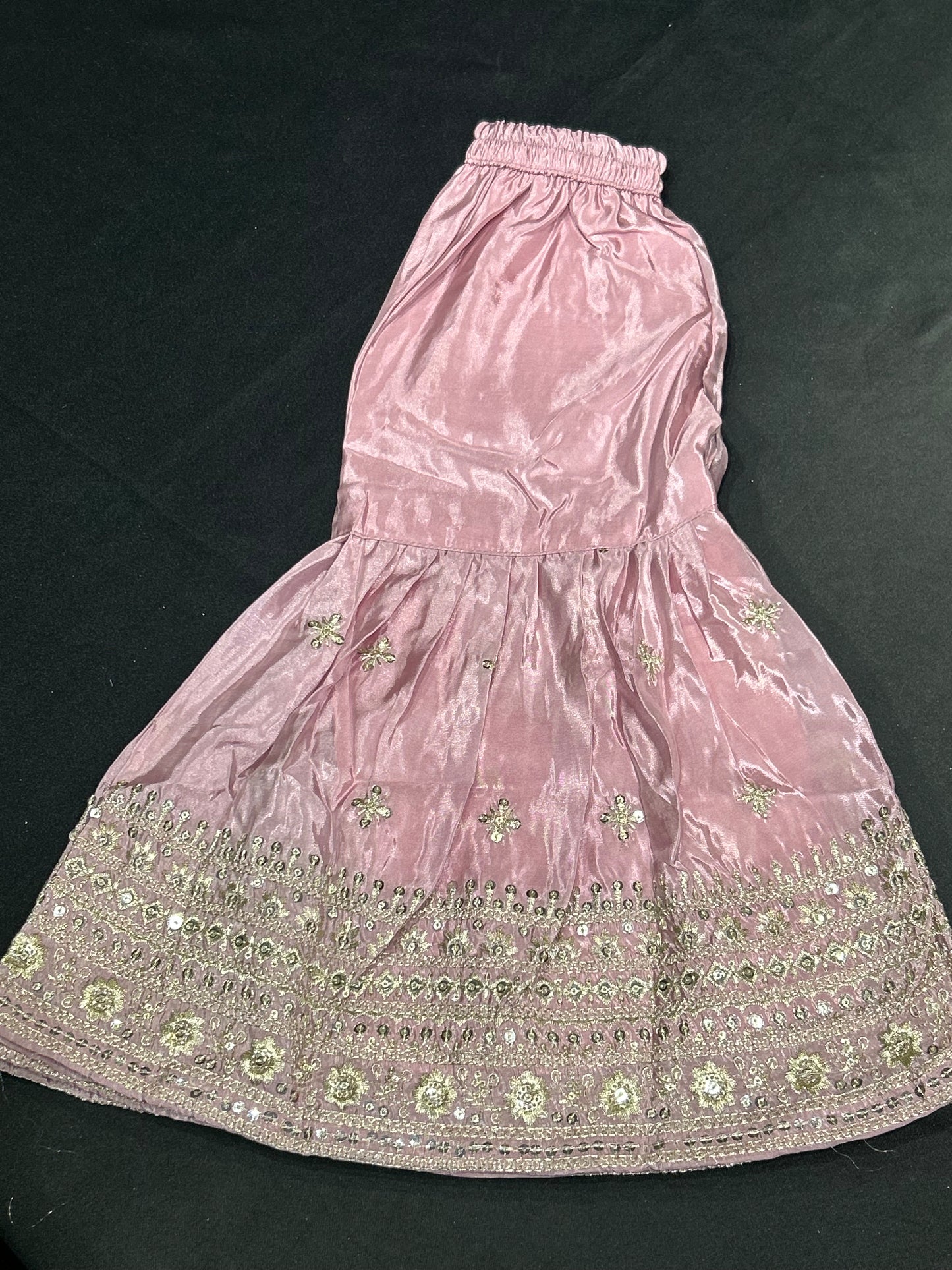 Pink Embroidery Kids Gharara Suit