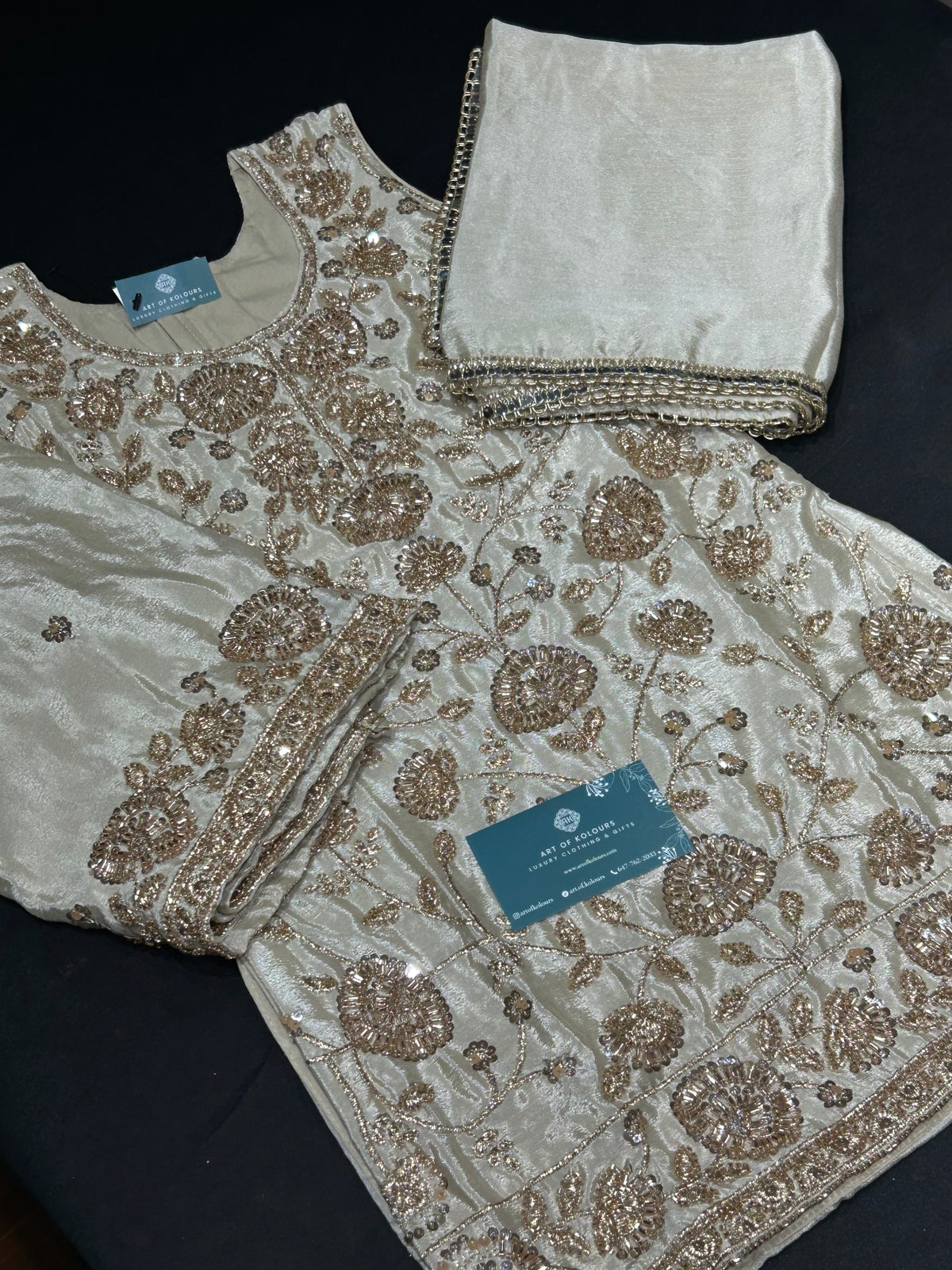 Ivory Beadwork Kid’s Sharara Suit