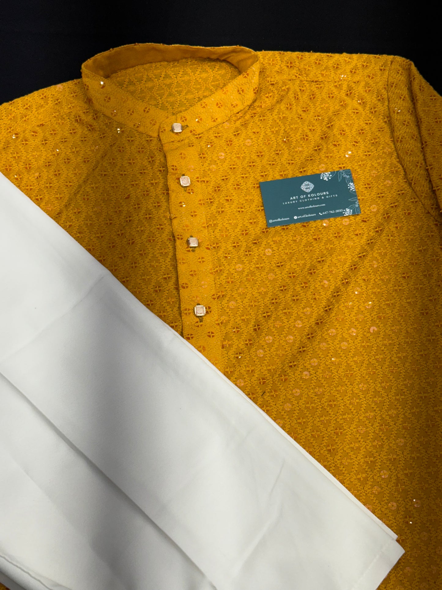 Sequence Kurta Pajama- Yellow