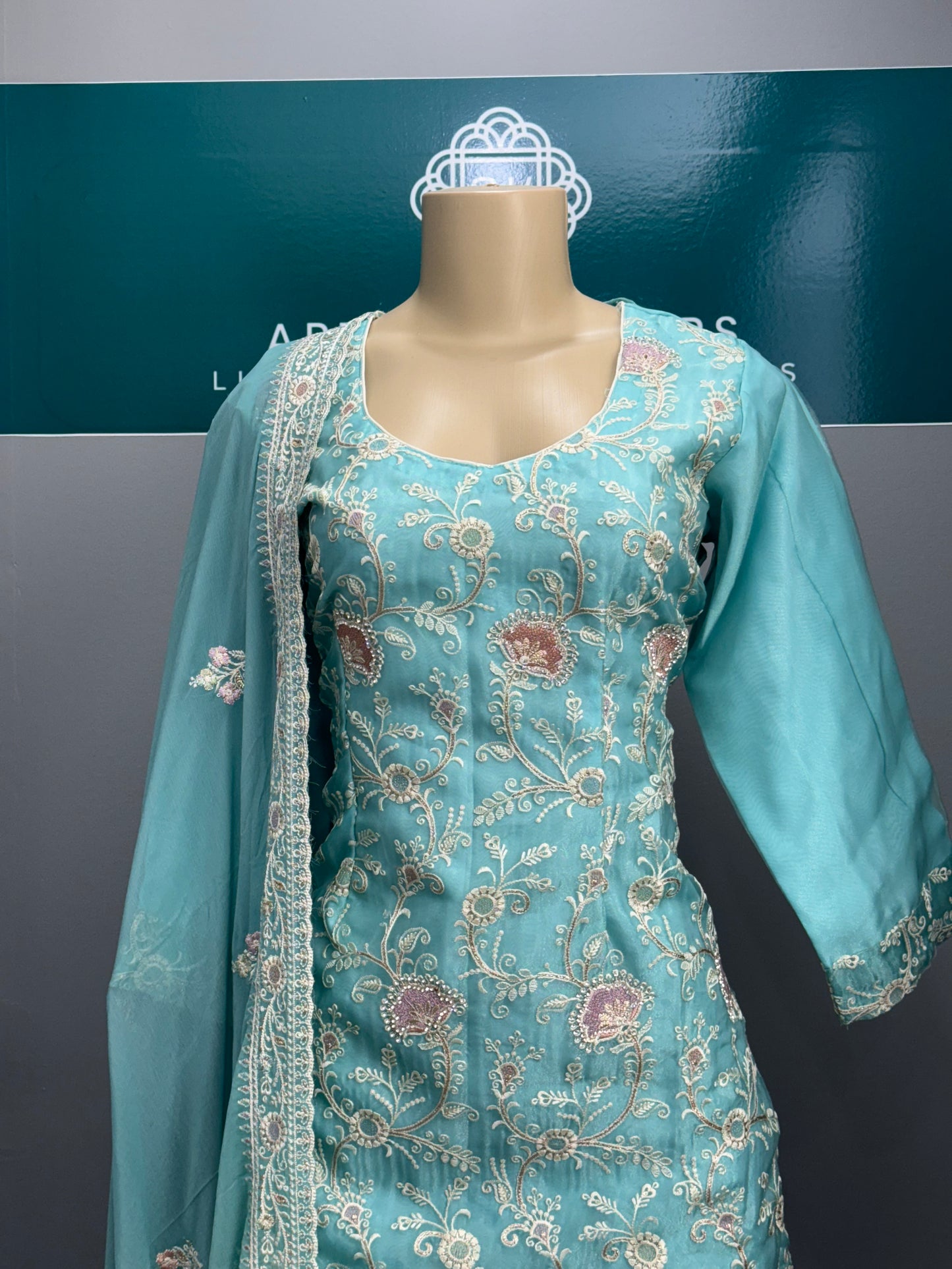 Embroidery Sharara Suit- Blue