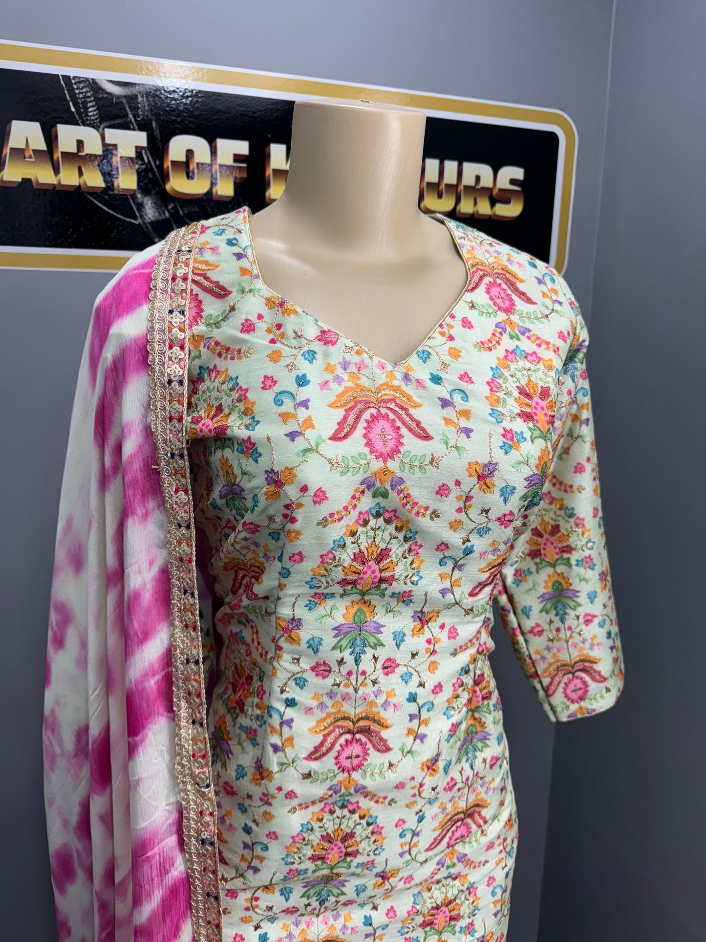 Pista Butter Gulzar Sharara Suit