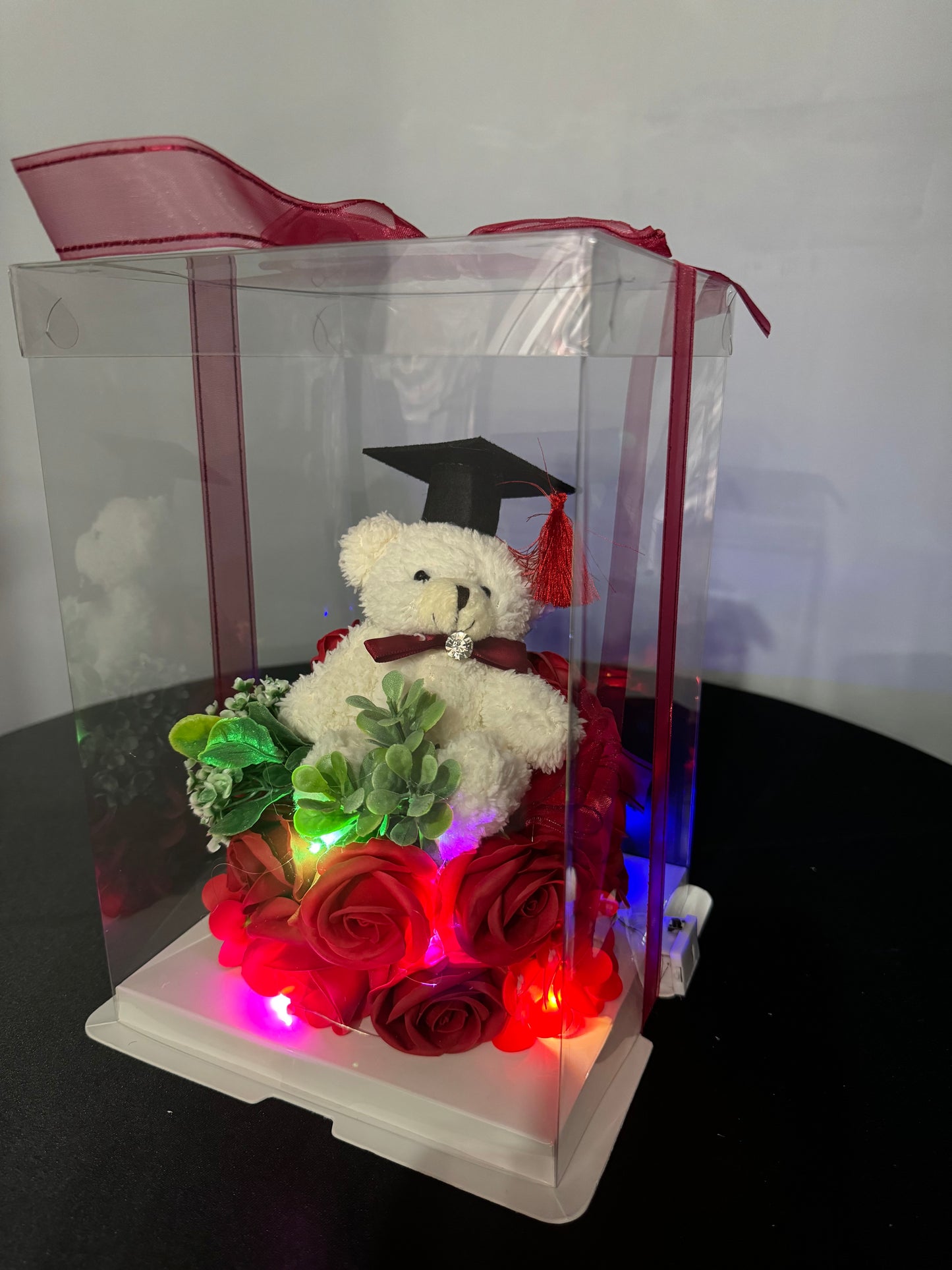 Flower Bed Grad Bear Gift White