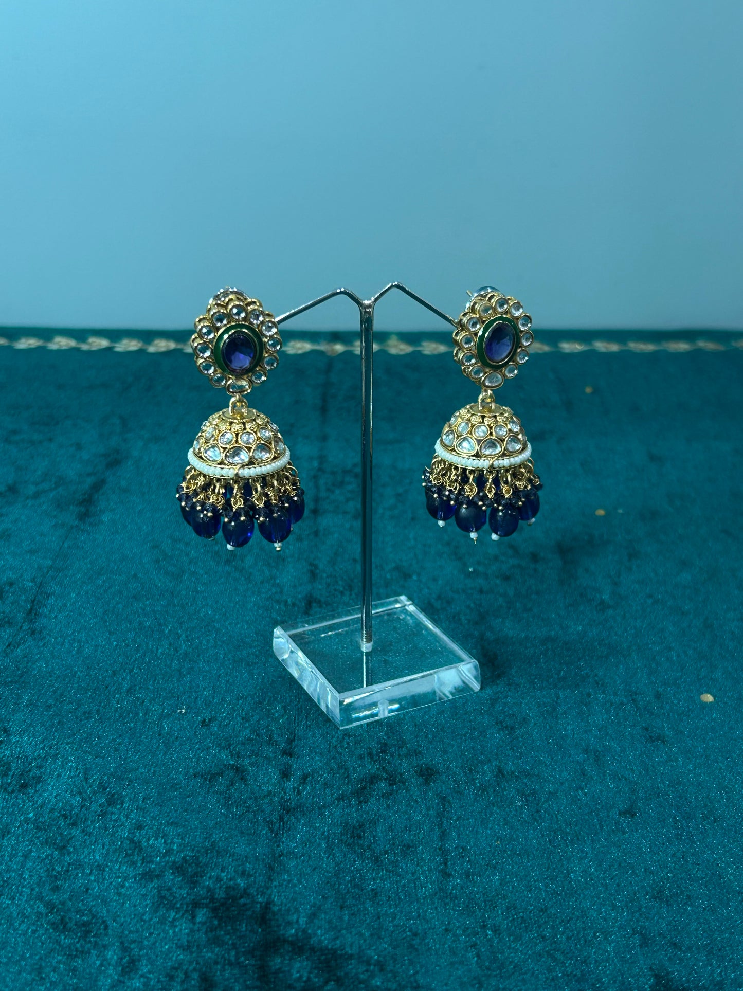 Blue Haari Earrings Tikka Set