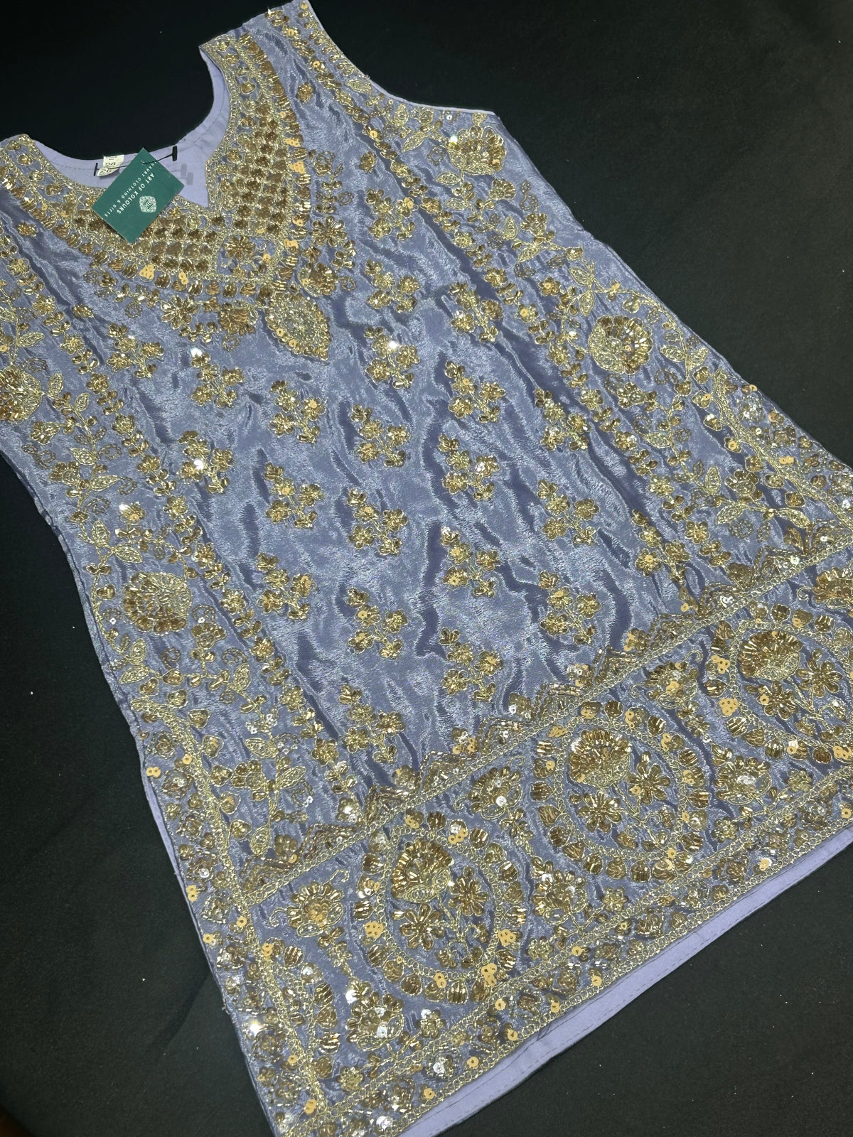 Purple Kid’s Sharara Beadwork Suit