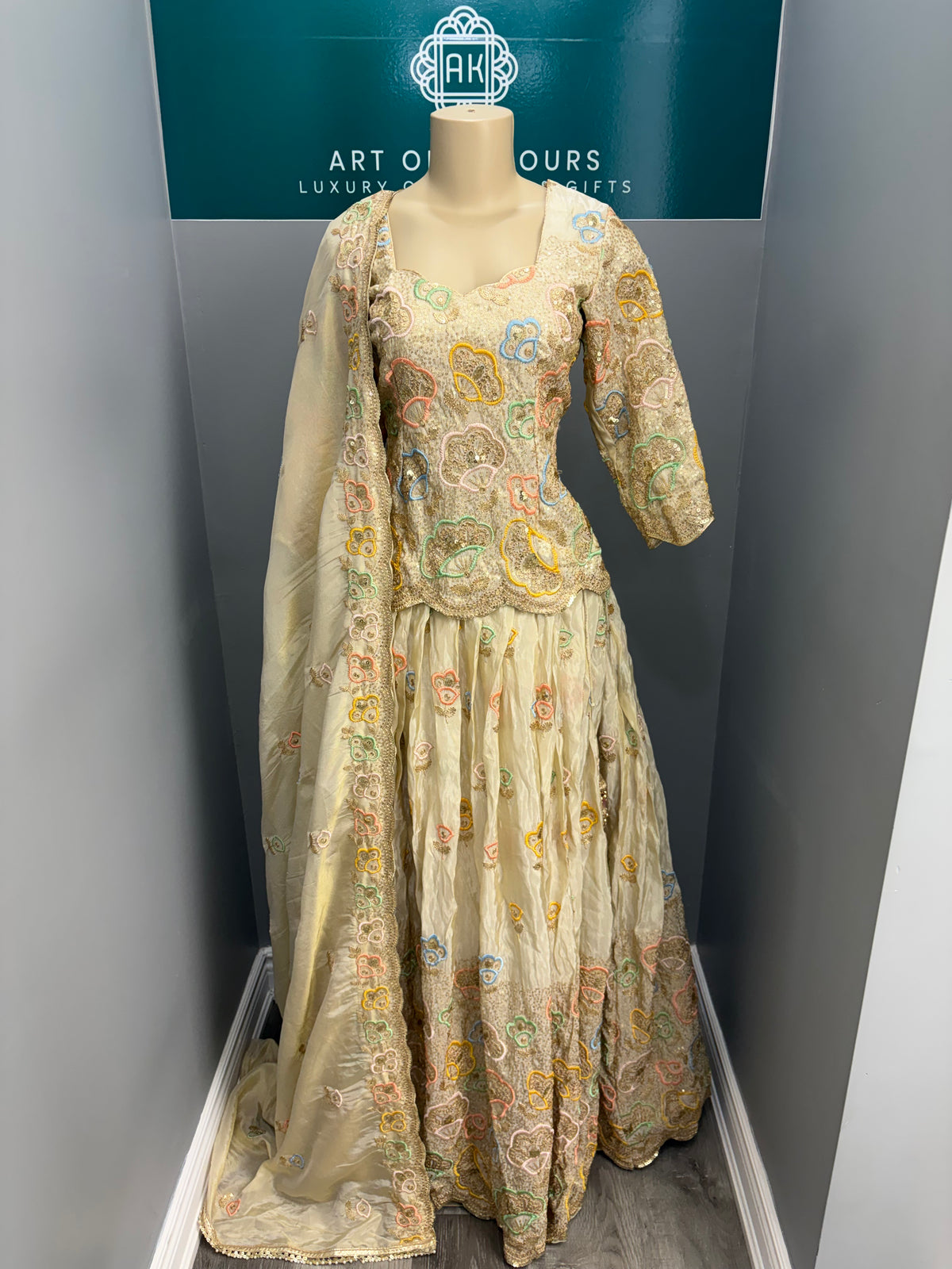 Shimmer Sequence Short Kurti Lehenga- AK7576-2326