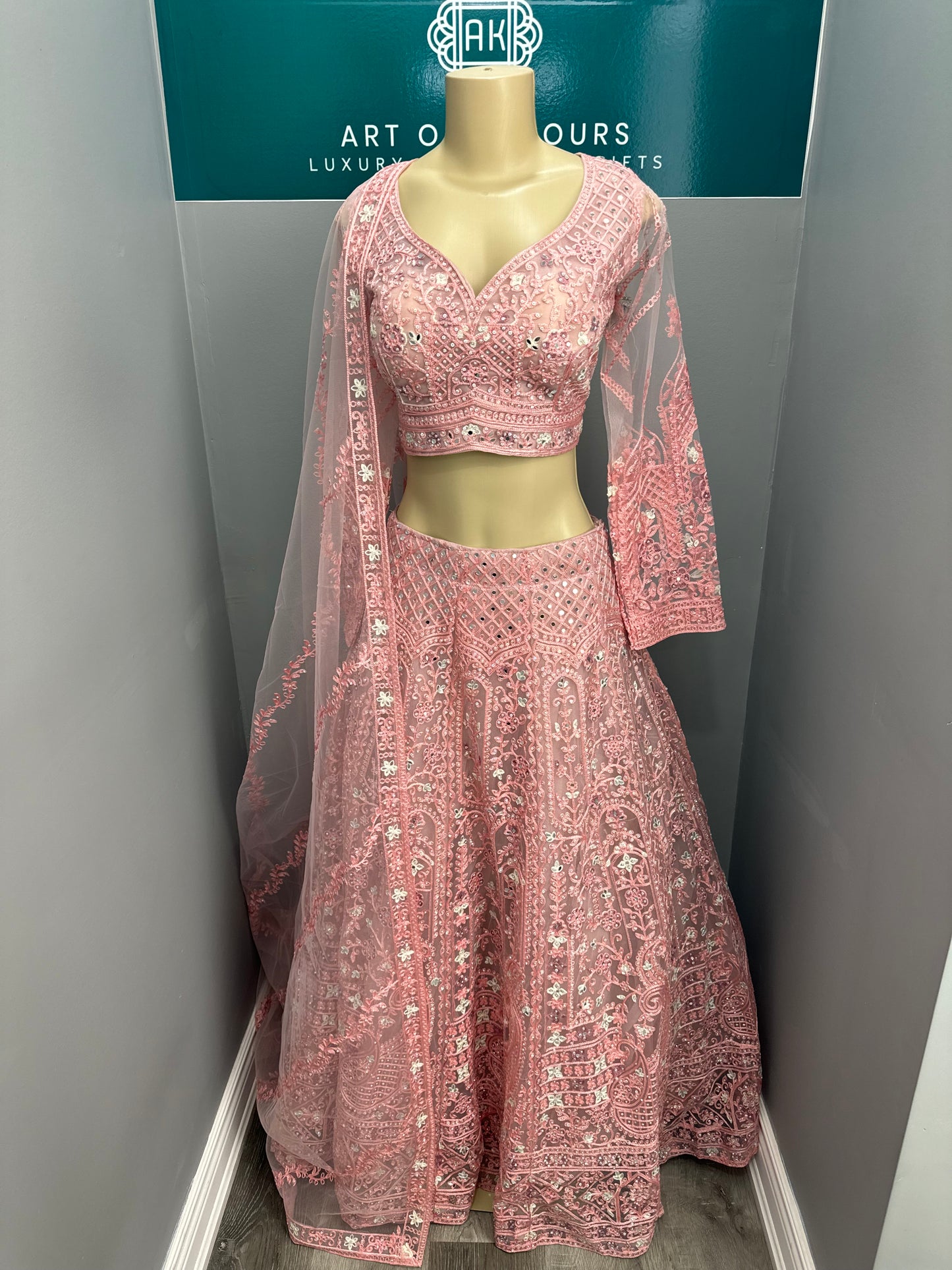Beautiful Embroidered & Mirror Work Lehenga