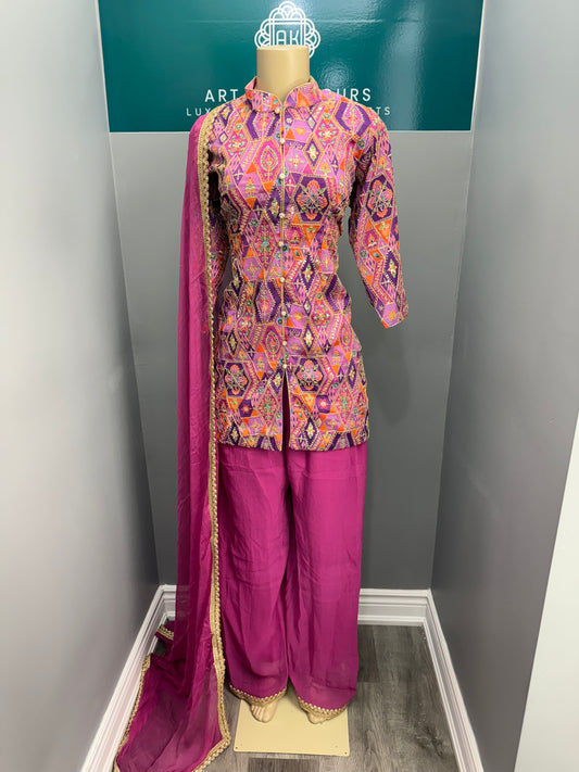 Jacket Sequence Plazo Suit