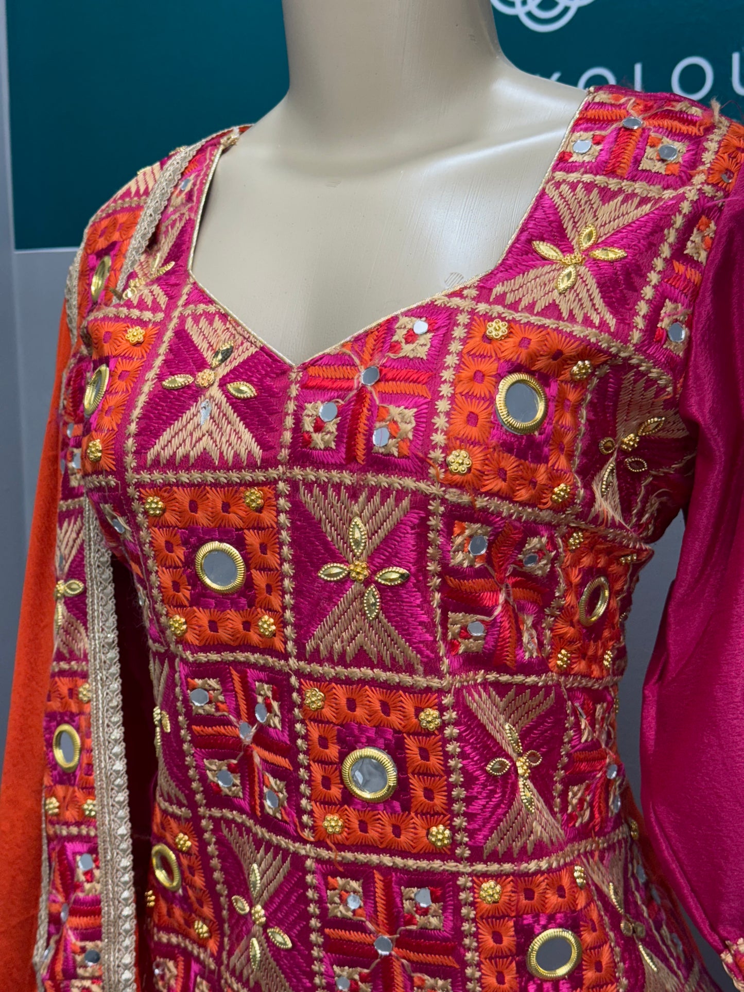 Traditional Phulkari Sharara Suit