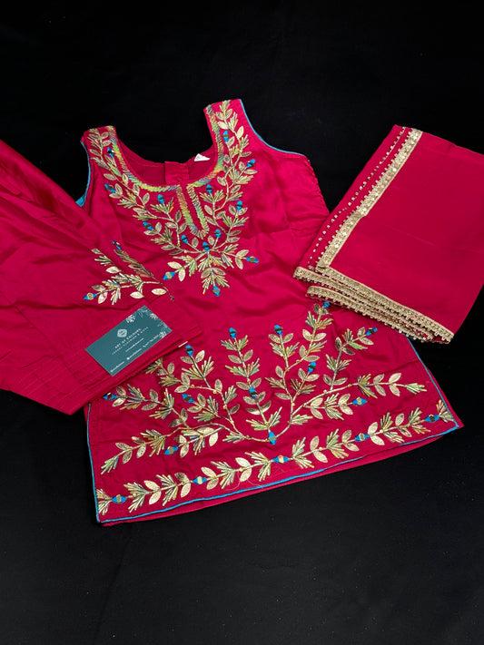 Pavi Kids Frock Salwar Suit- Ruby Red