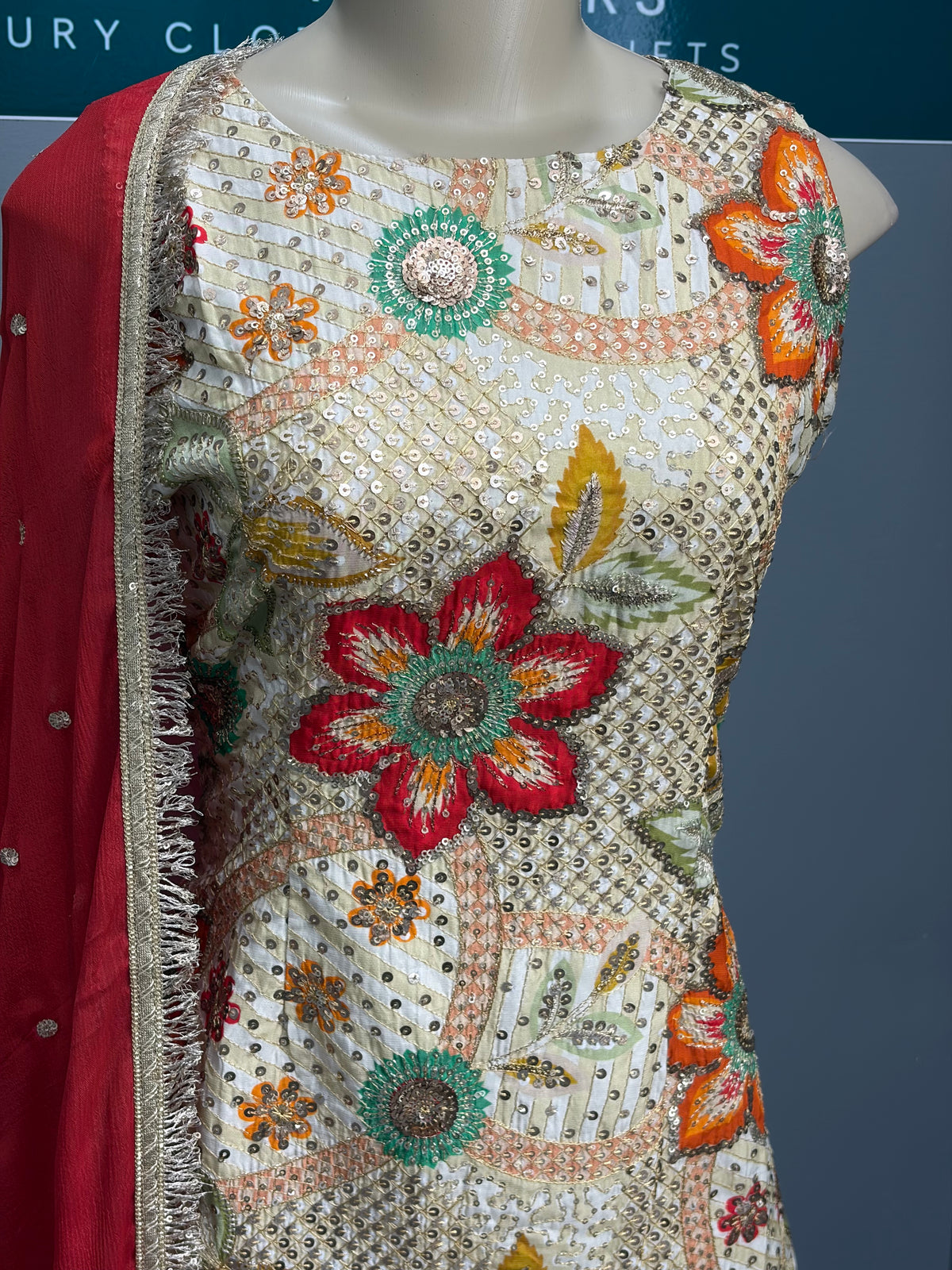 Halter Neck Deep Back Sharara Suit- AK5960-1426