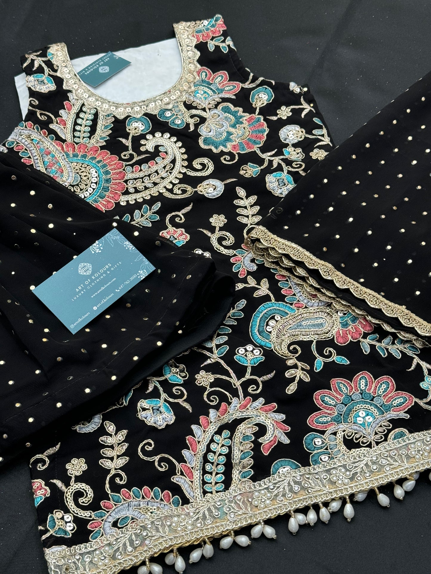 Naaz Kids Gharara Suit- Black