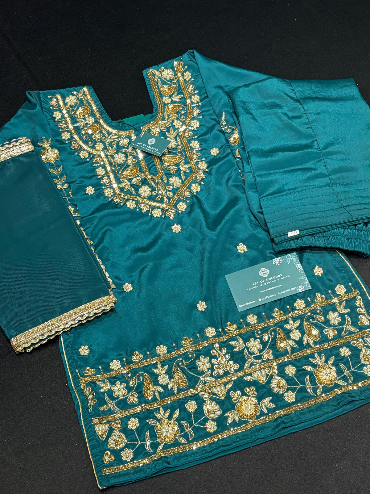 Bottle Green Kid’s Handwork Salwar Suit