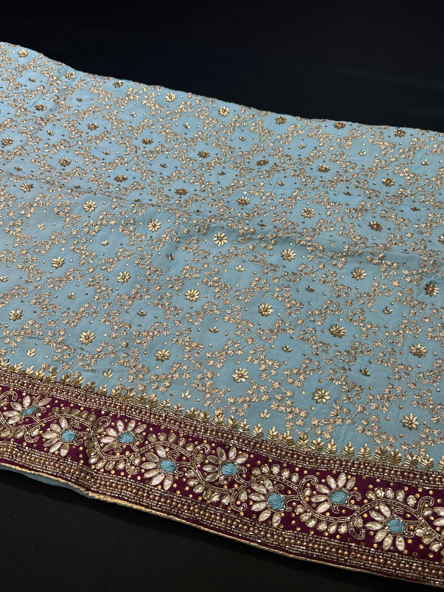Asmani Heritage Sky Blue Unstitched Suit