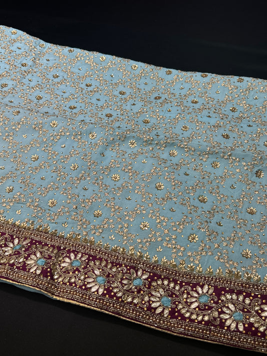 Asmani Heritage Sky Blue Unstitched Suit
