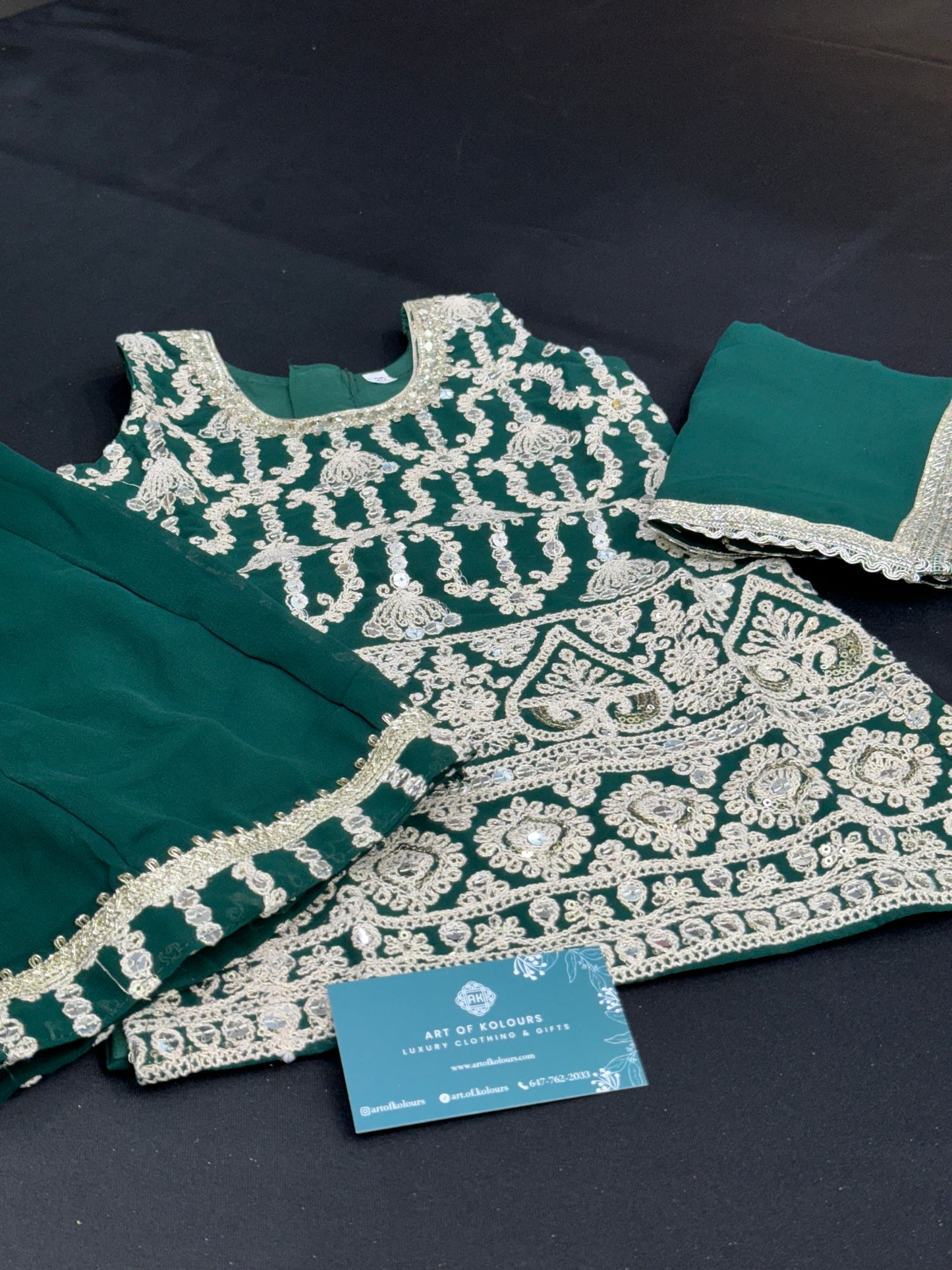 Roop Kids Sharara Suit Bottle Green