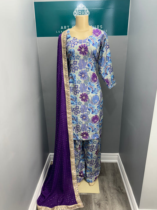 Blue Morni Phulgaz Sharara Suit