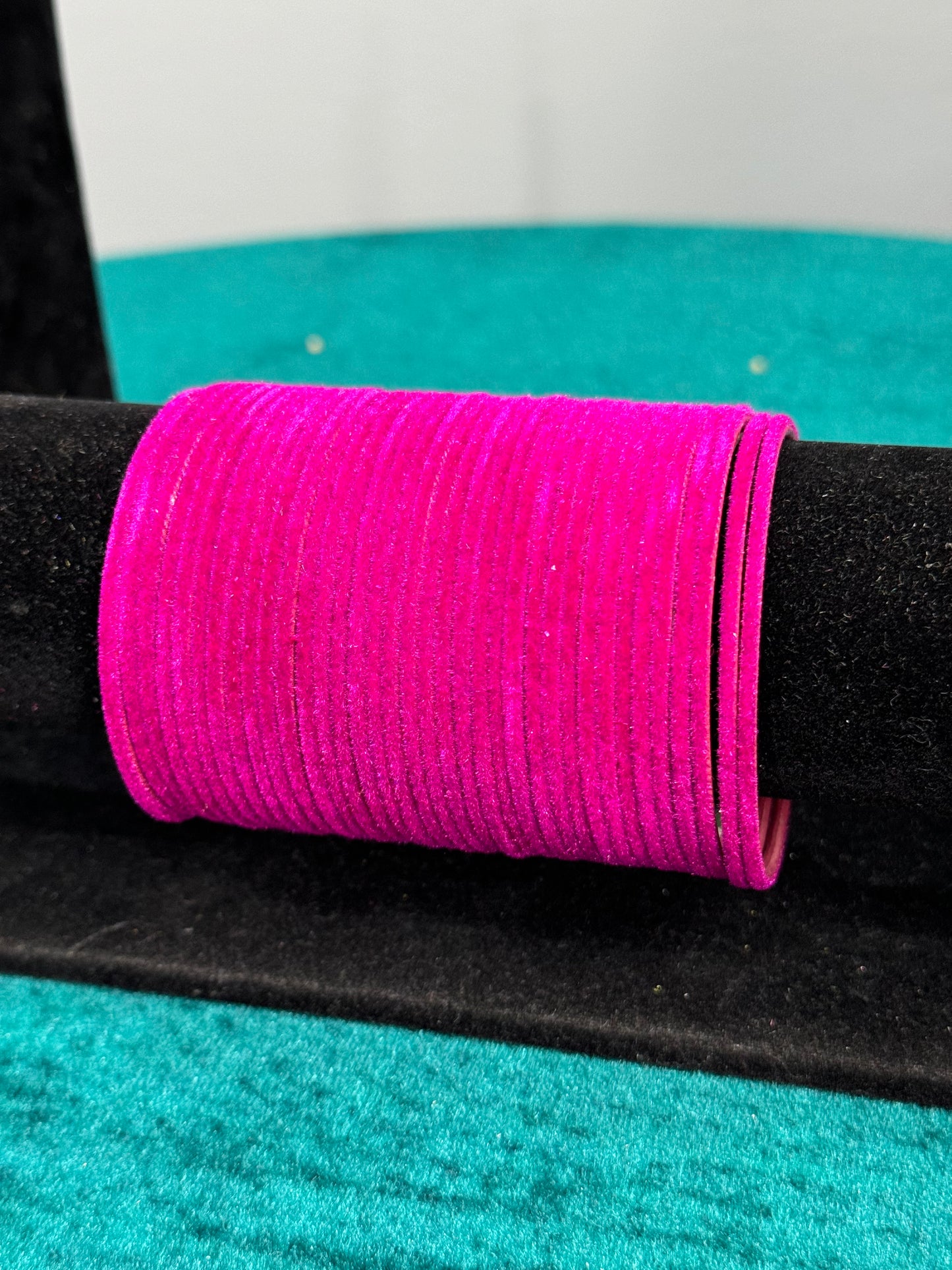 Hot Pink Plain Velvet Bangles