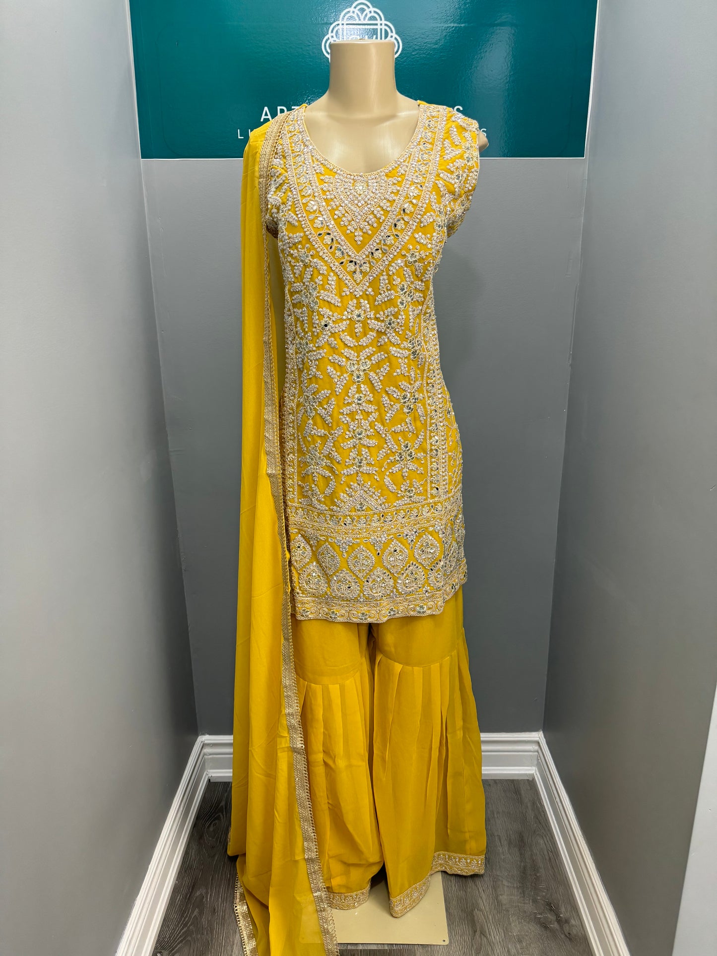 Yellow Phul Readymade Gharara Suit