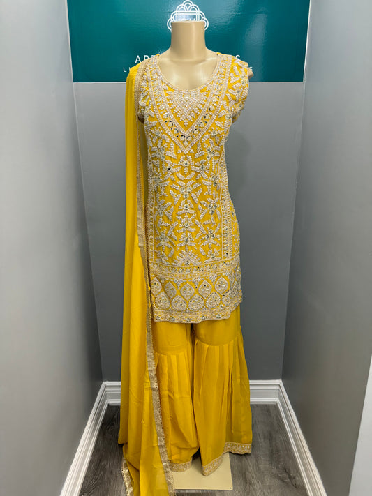 Yellow Phul Readymade Gharara Suit