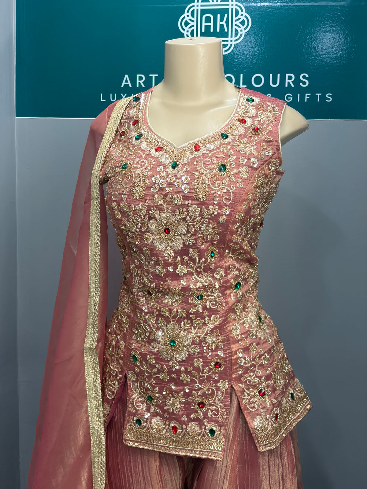 Readymade Short Kurti Sharara Suit- AK5758-0726