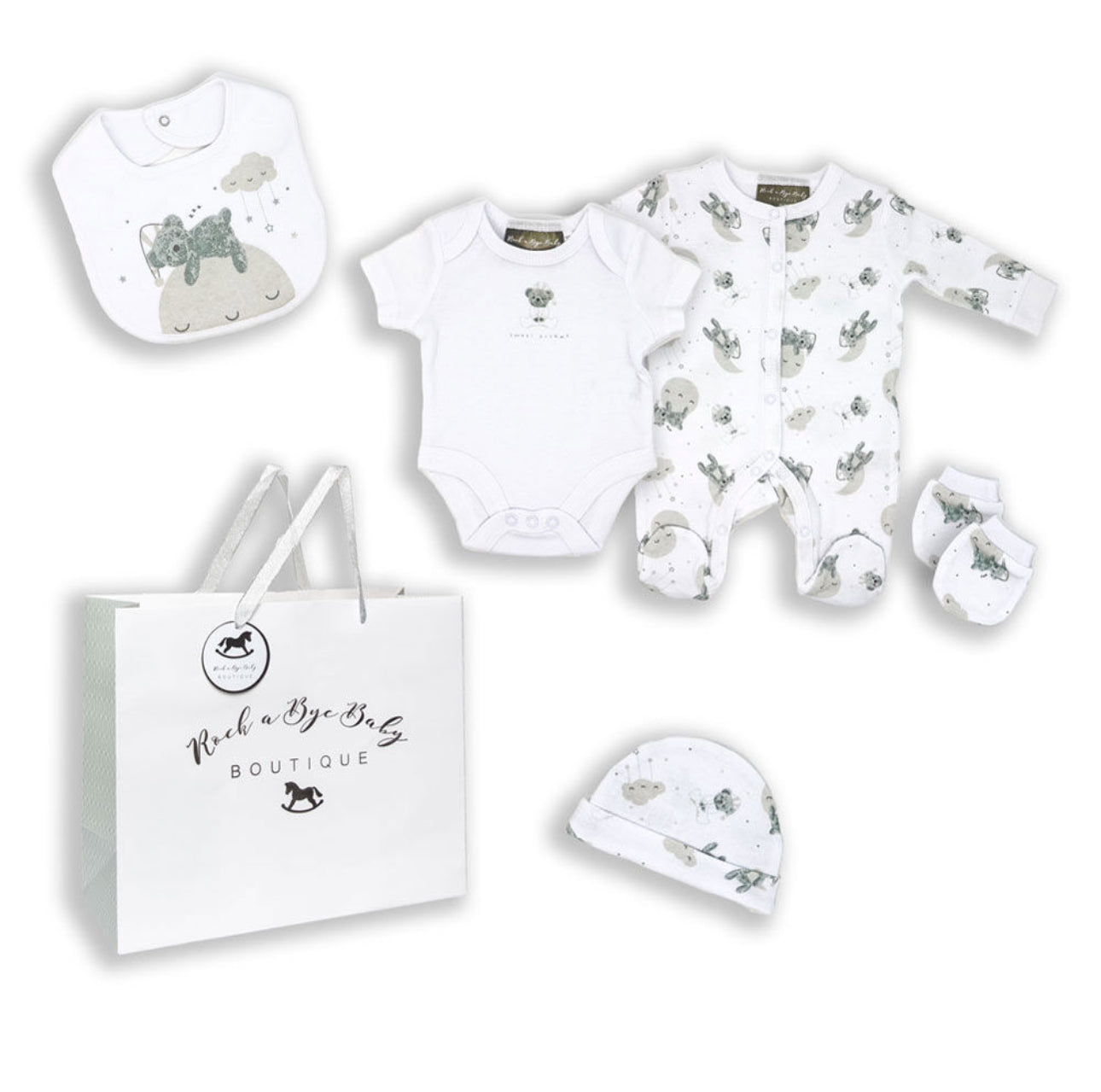 Grey 5 Piece Mesh Bag Set: Moon Bear