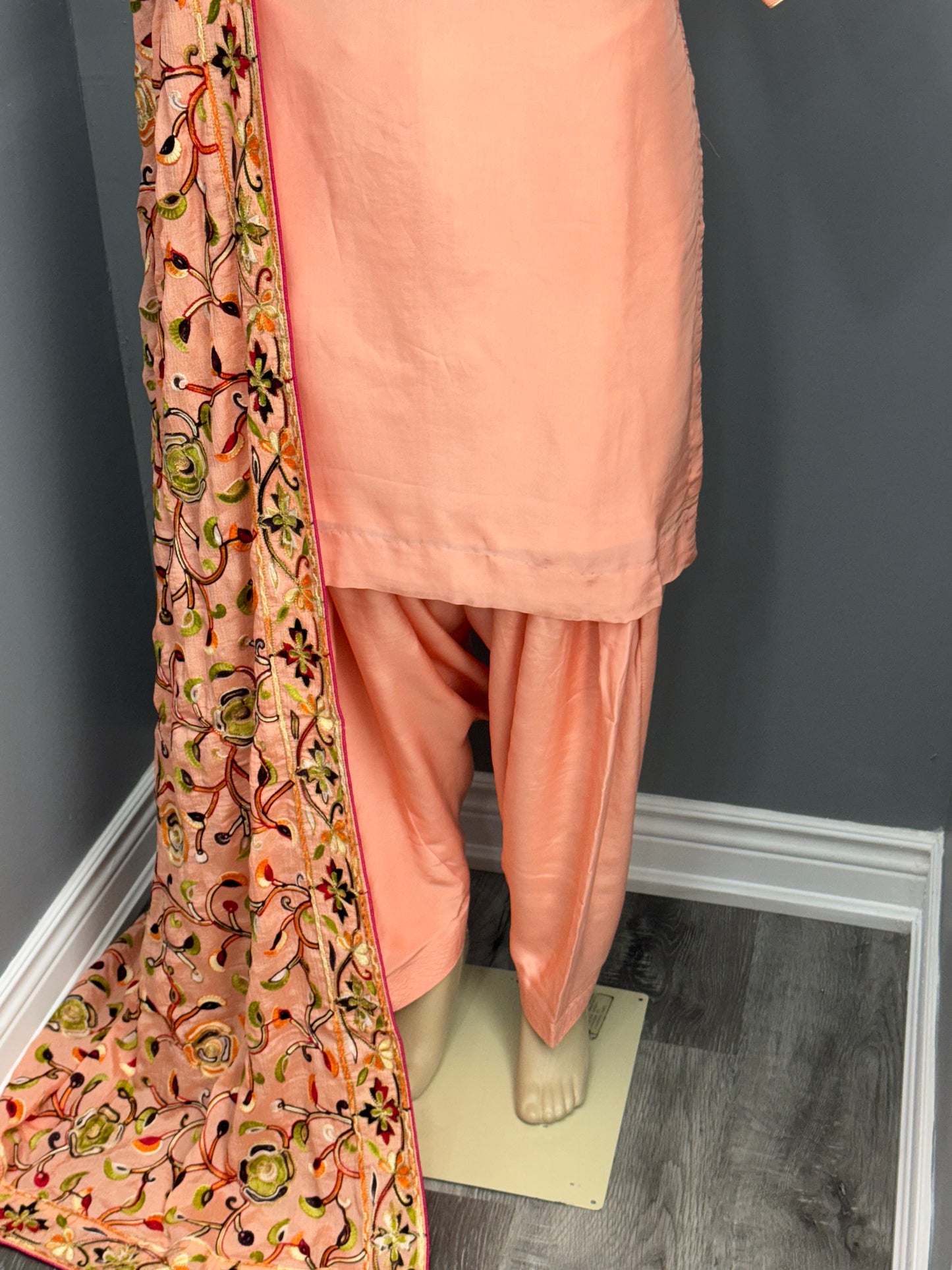 Plain Peach Salwar Suit with Heavy Dupatta