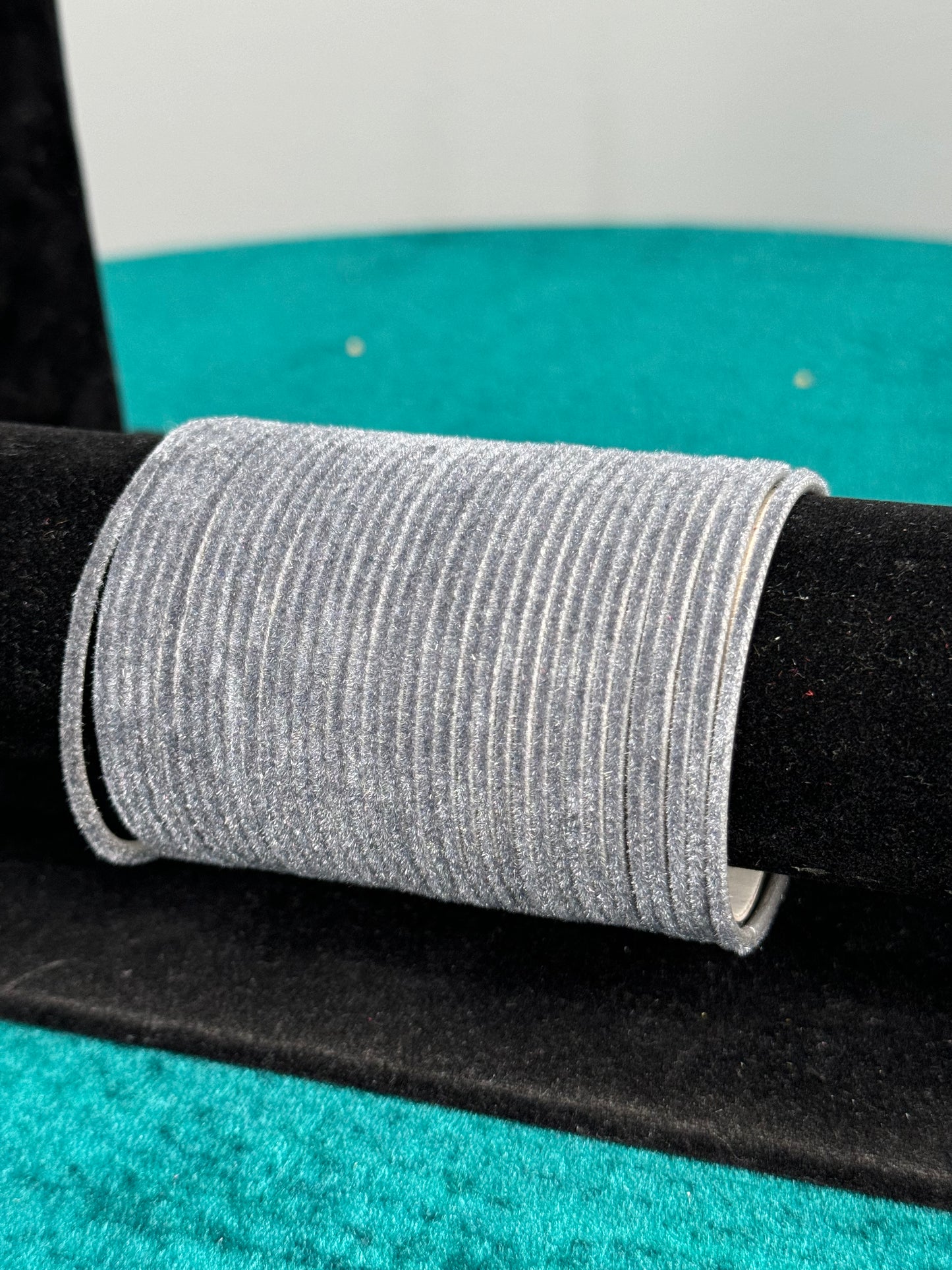 Grey Plain Velvet Bangles