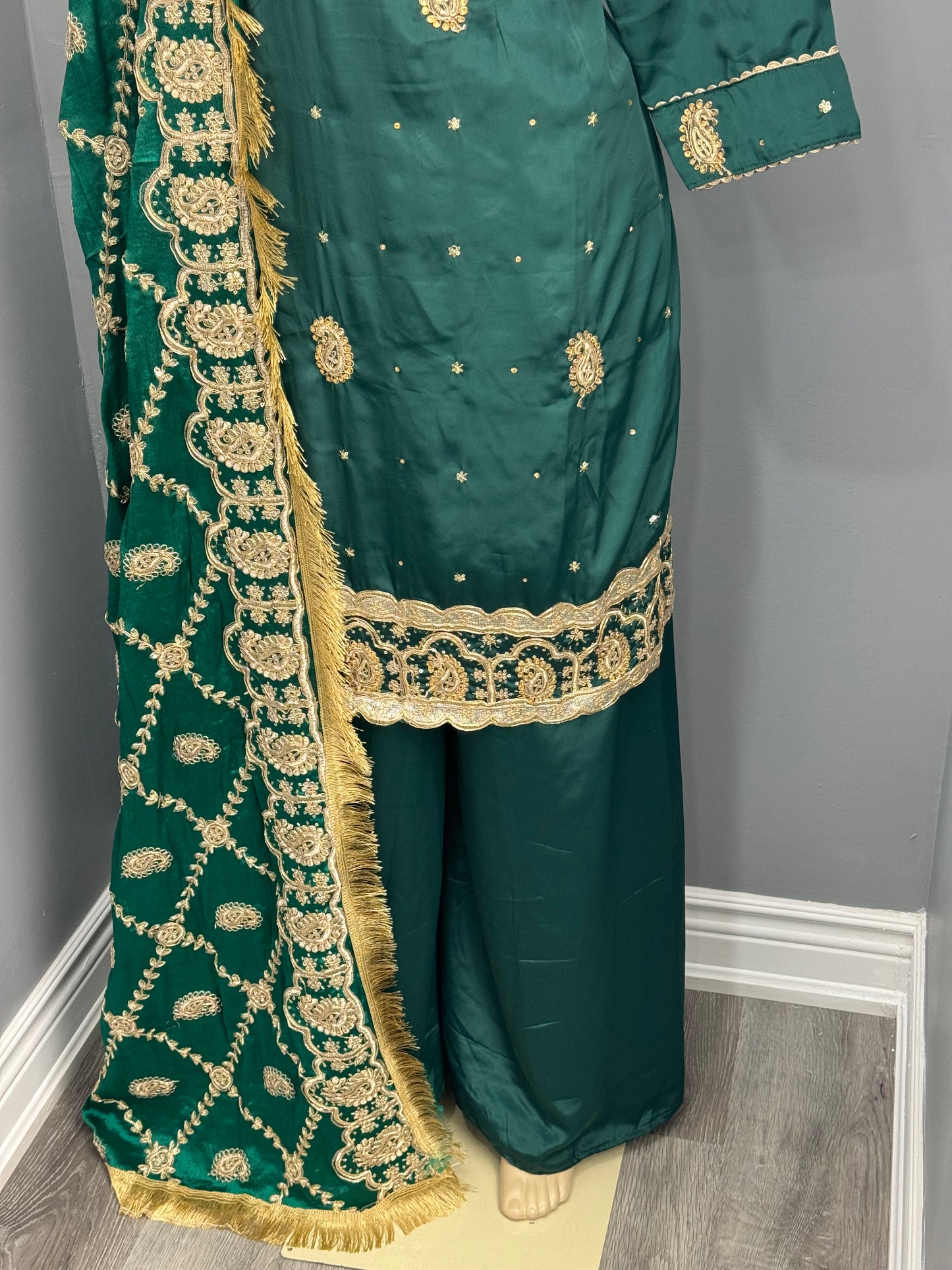Green Farkabadi Sharara Suit- V2