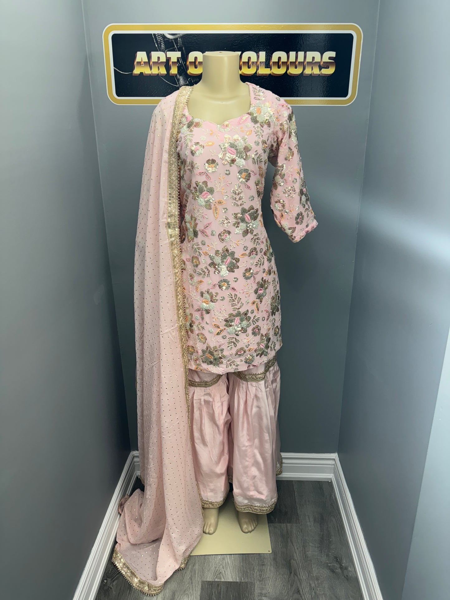 Royal Sippi Gulab Guccha Gharara Suit