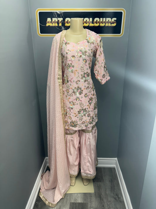 Royal Sippi Gulab Guccha Gharara Suit