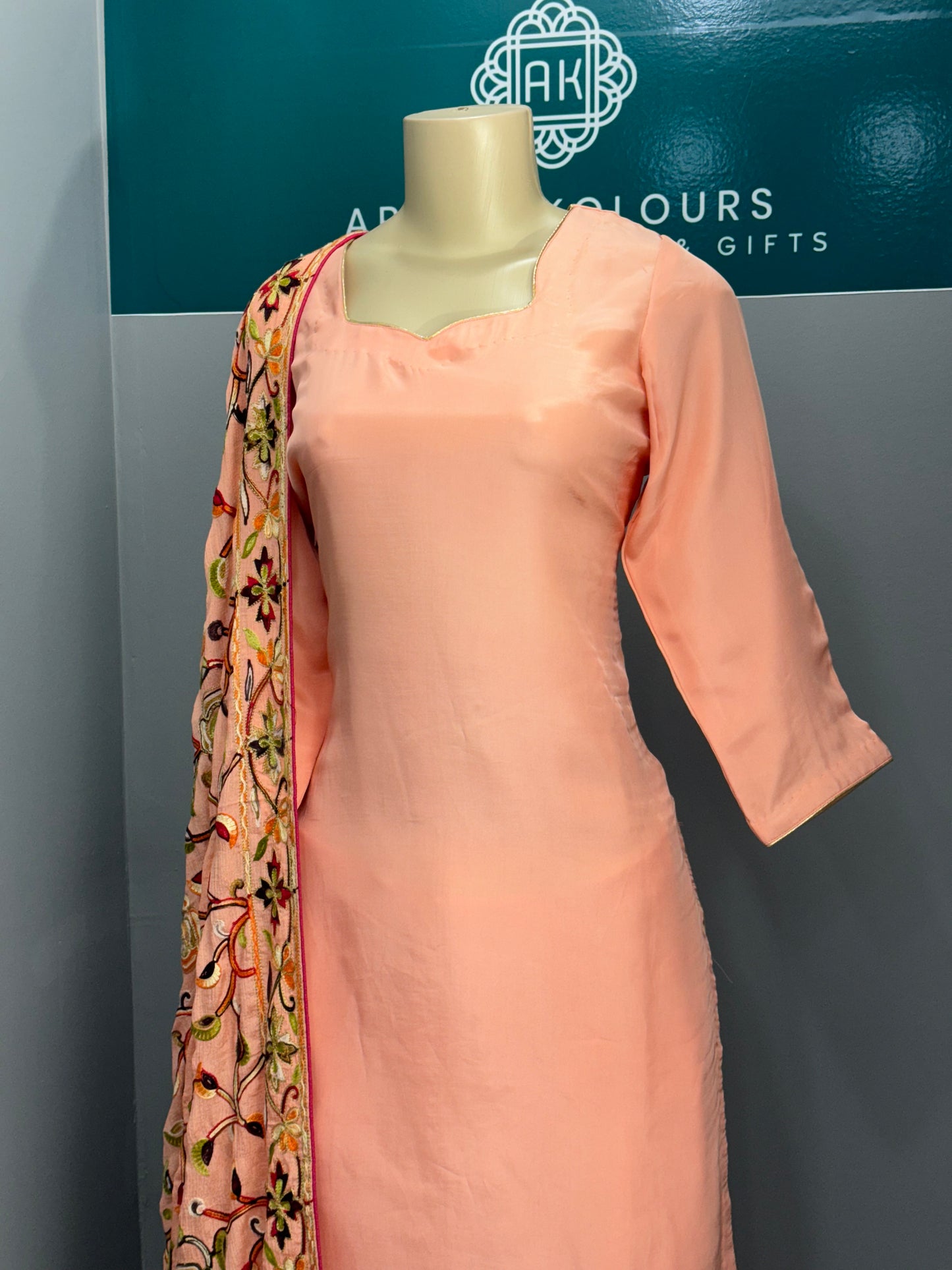 Plain Peach Salwar Suit with Heavy Dupatta