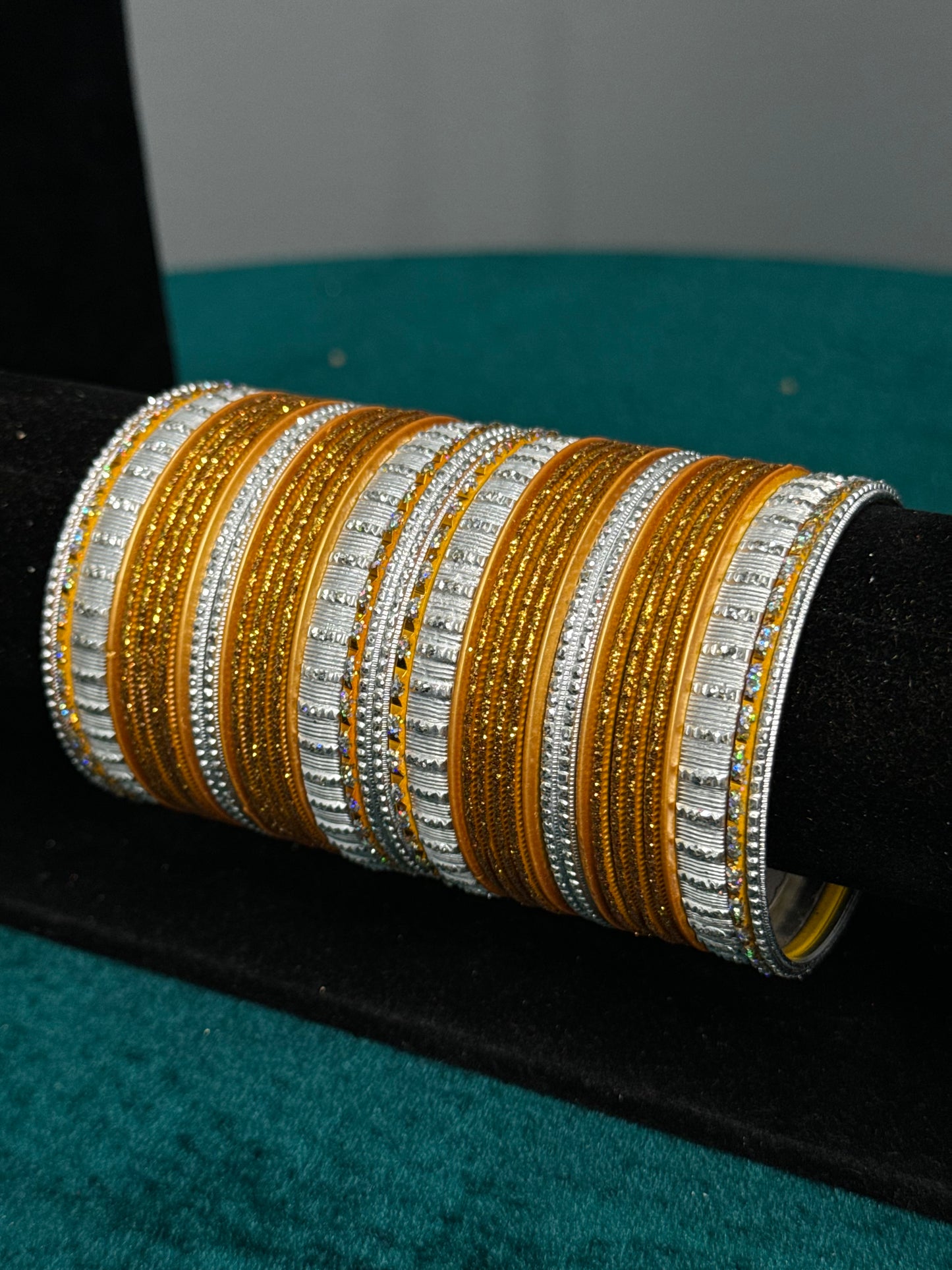 Plain Orange and Silver Work Bangle Set
