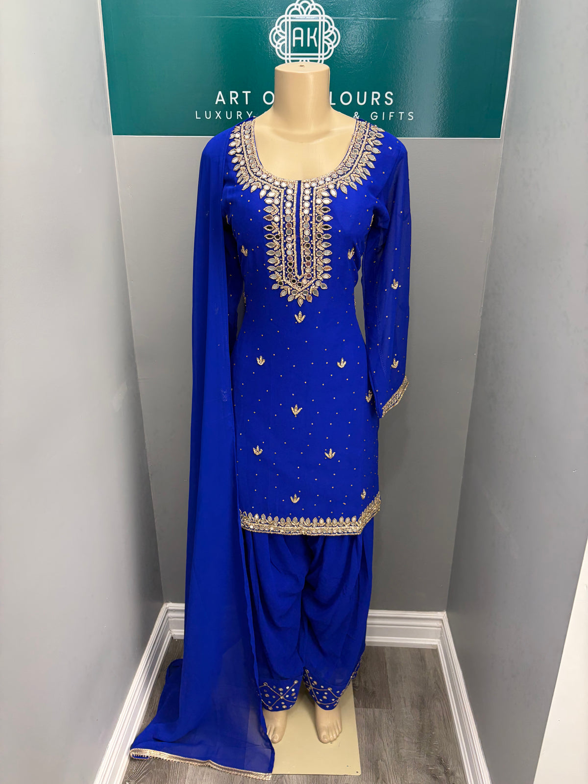 Royal Blue Mirror Work Farshi Salwar Suit AK7576-1226