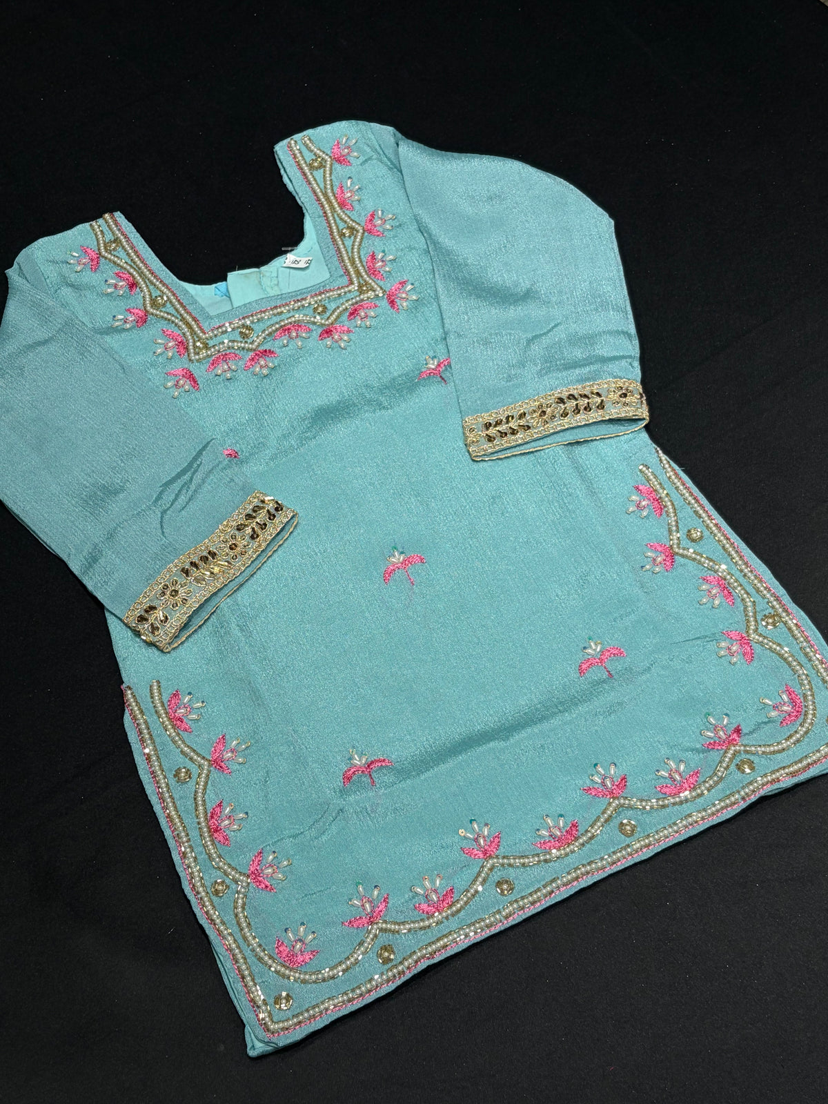 Mint Pink Handwork Salwar Suit
