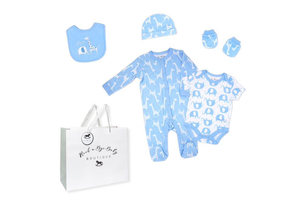 Boys 5 Piece Mesh Bag Set: Blue Safari