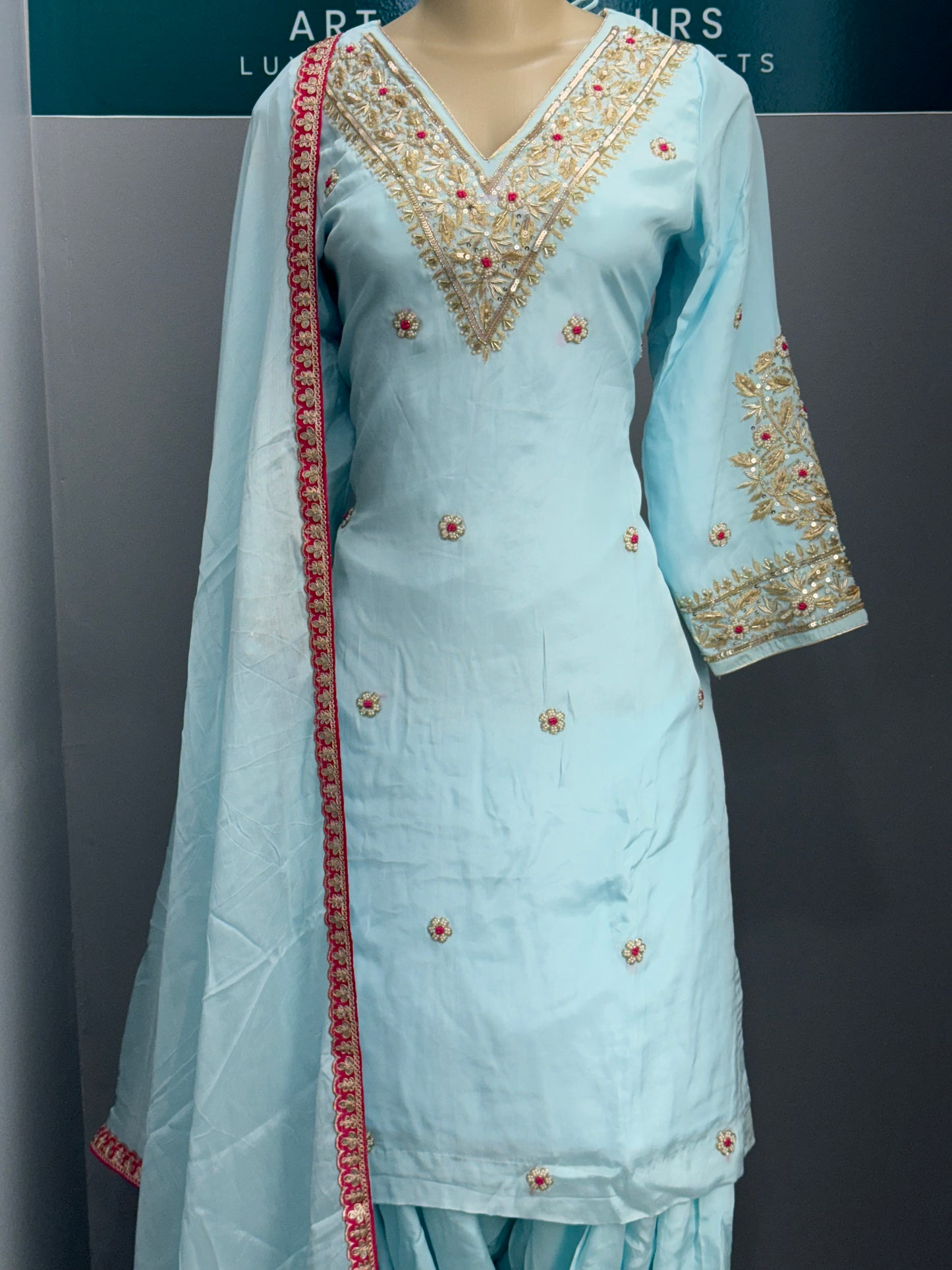 Pure Crepe Handwork Salwar Suit