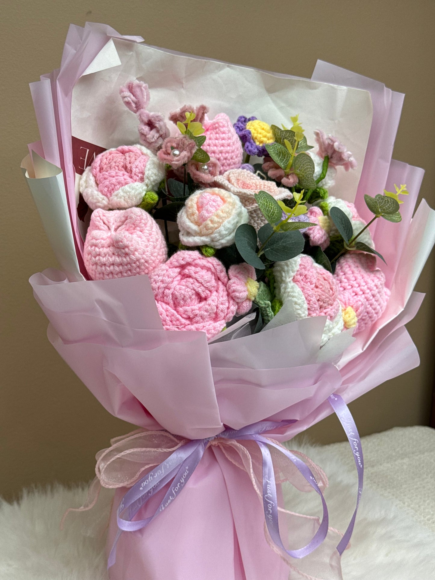 Crochet Flower Bouquets Pink Large