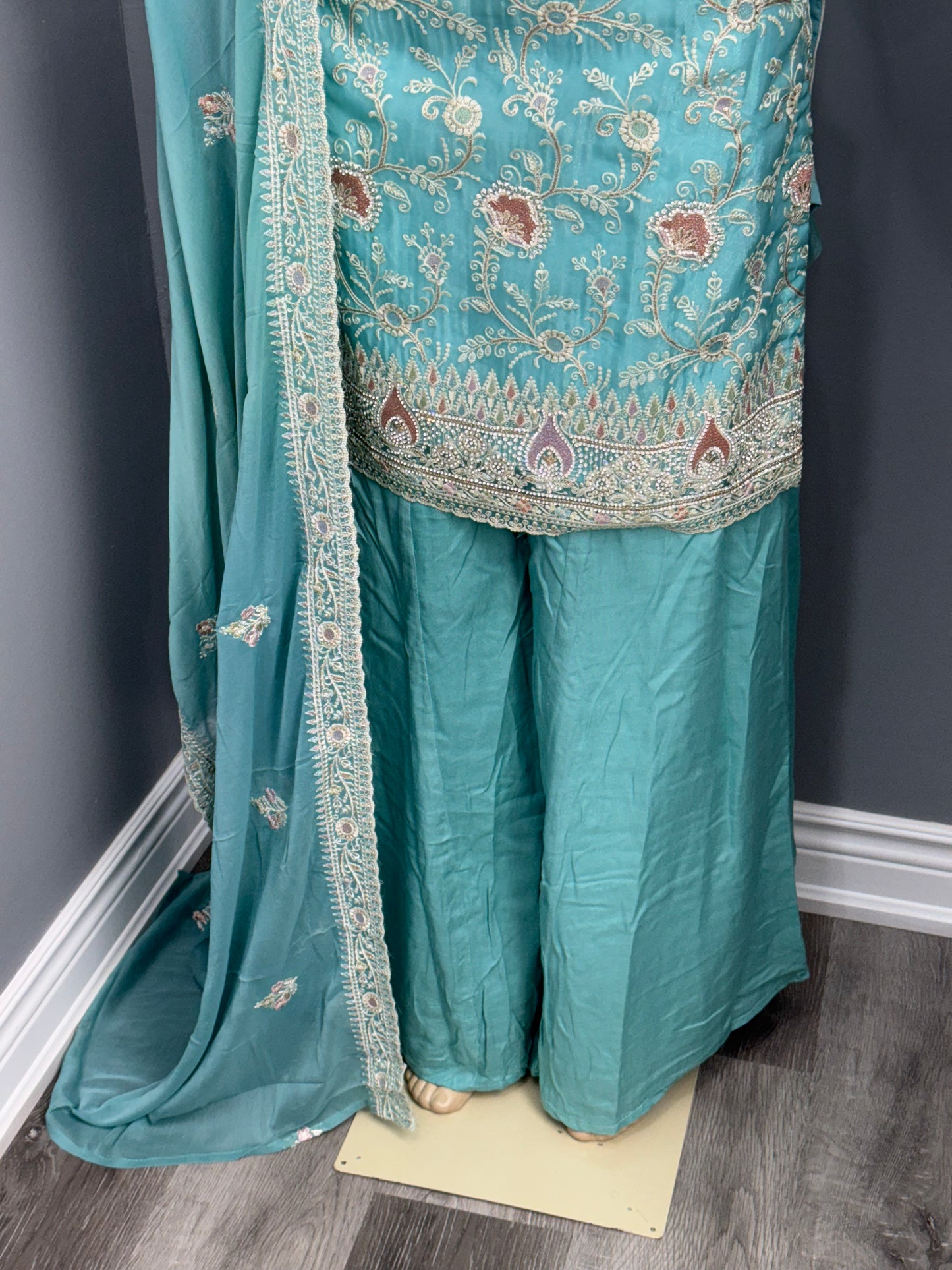 Embroidery Sharara Suit- Blue