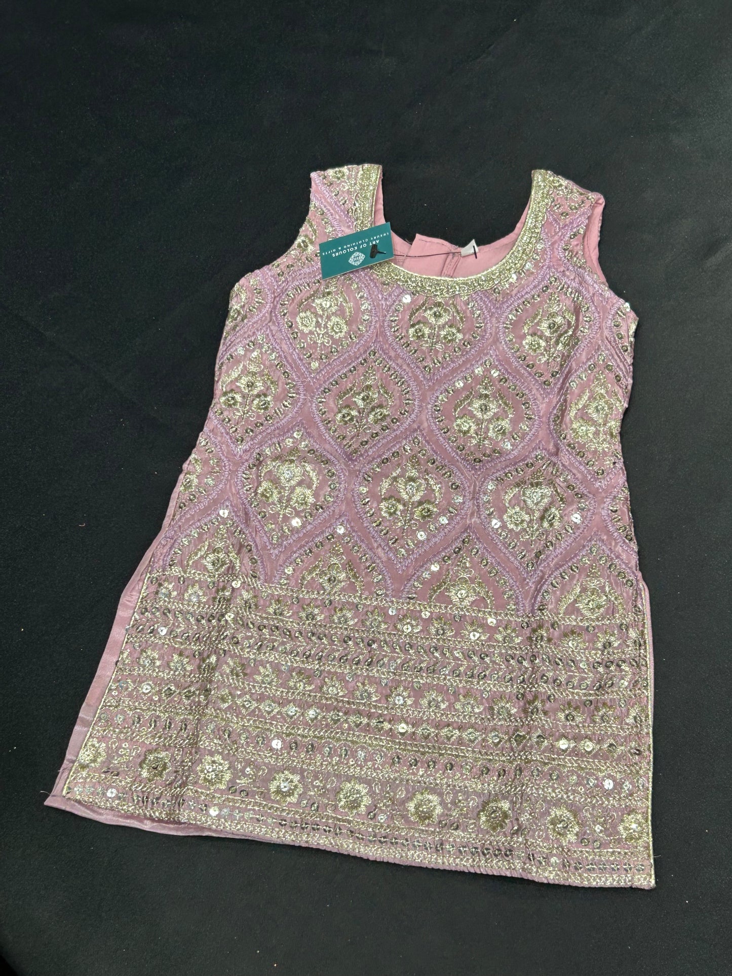 Pink Embroidery Kids Gharara Suit