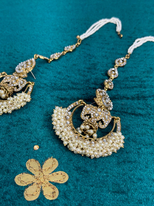 Royal Glow Kundan Pearl Drop Earrings with Saharas