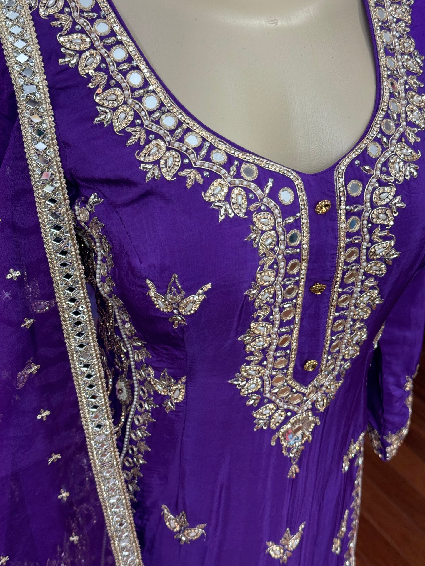 Handwork Pure Purple Sharara Suit