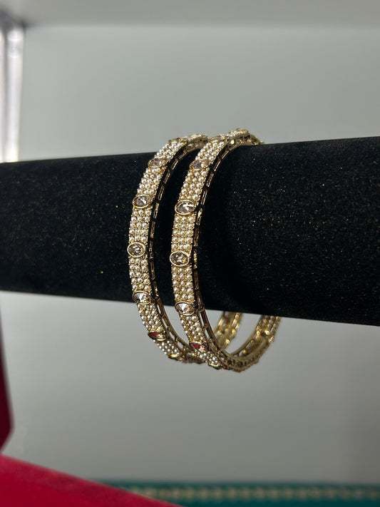 Classic Oval Stone Kada Bangles