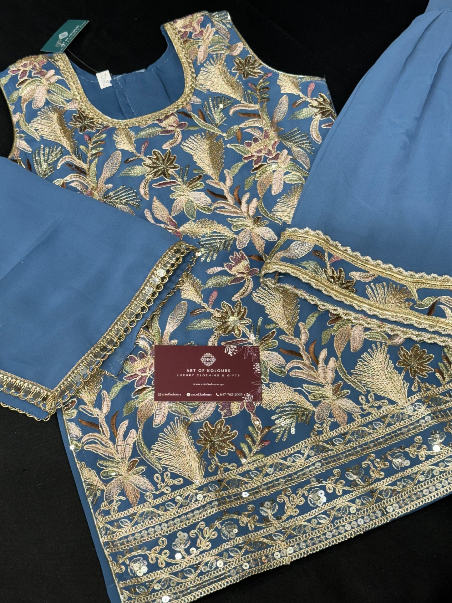 Tanreet Kids Gharara Suit- Powder Blue