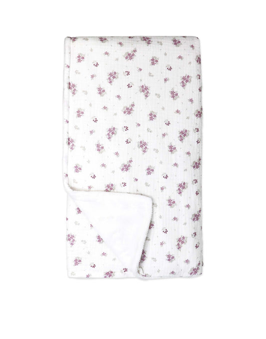Baby Plush Flower Blanket - Purple Flowers