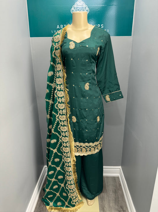 Green Farkabadi Sharara Suit- V2