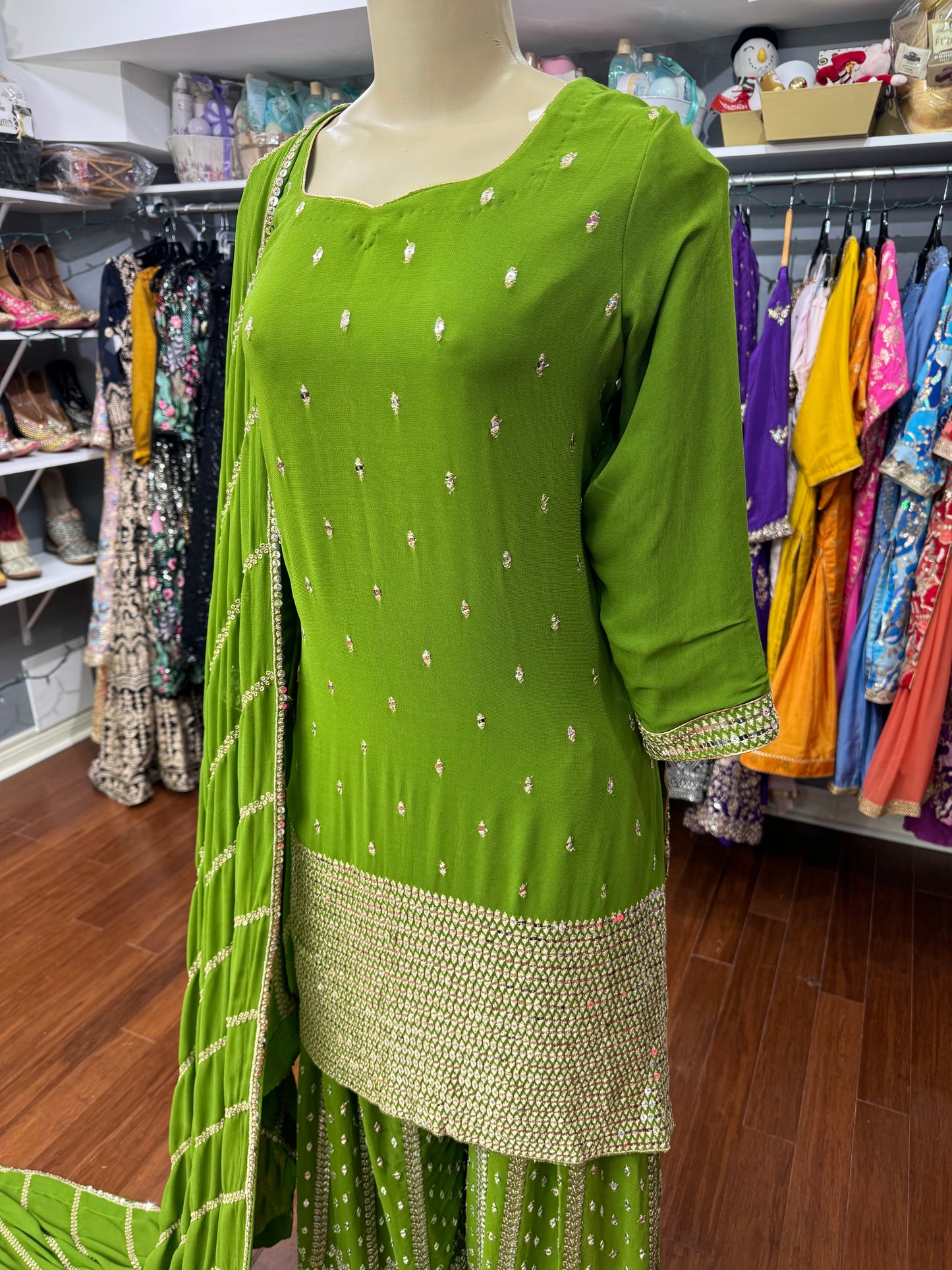 Mendhi Party Wear Gharara Suit