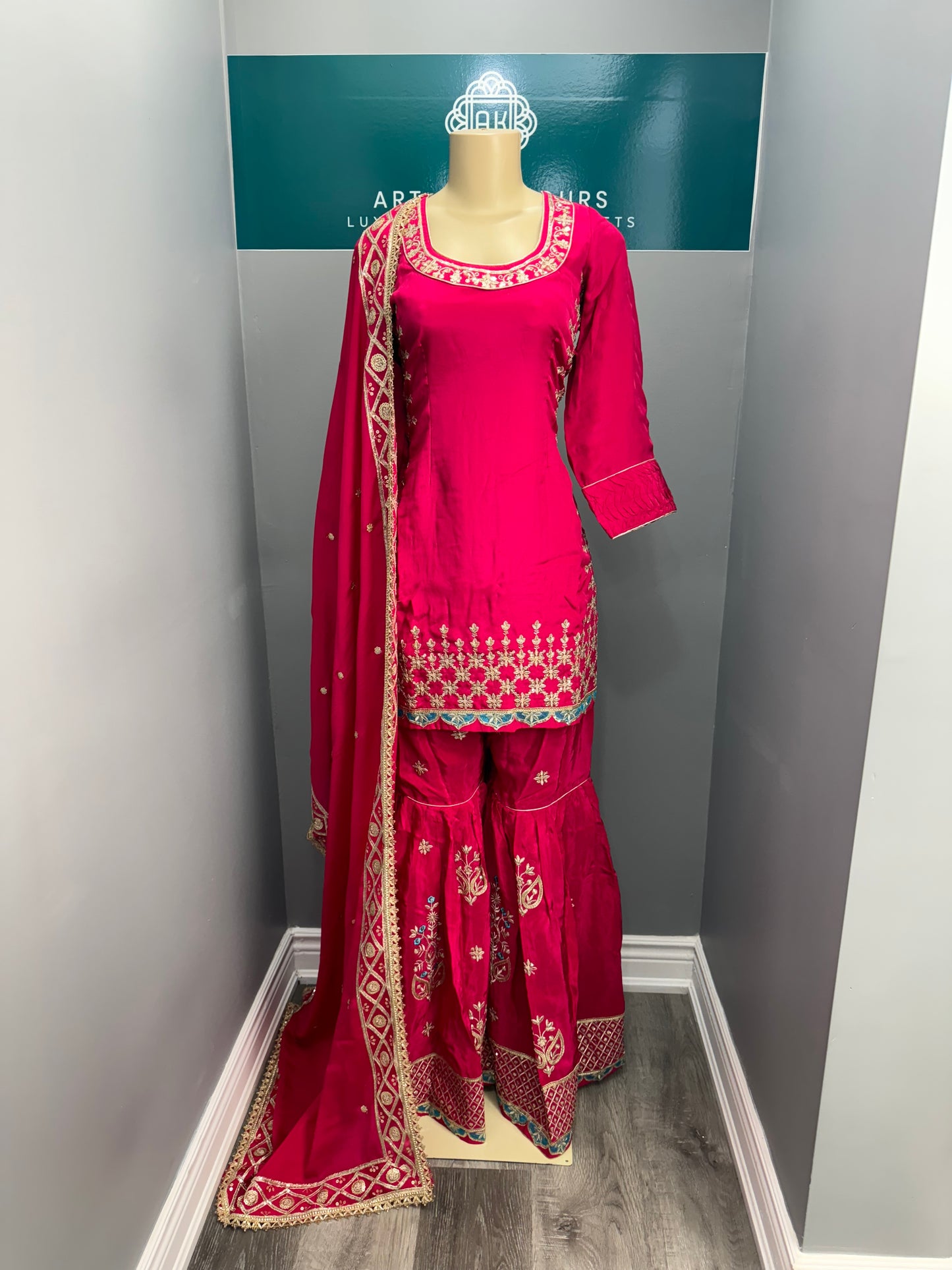 Crepe Embroidered Gharara Suit